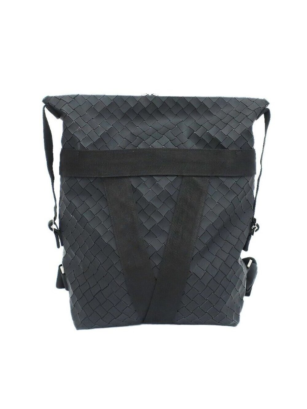 Bottega Veneta Ten New Lava Backpack Intrecciato Black Silver